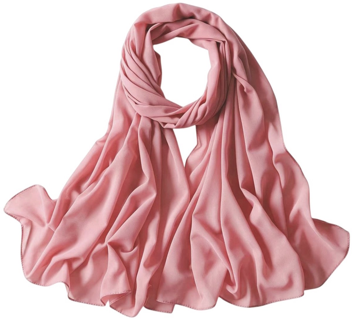 Chiffon Sjaal Oudroze – 180 x 90 cm – Polyester Dames Sjaal – Lange Elegante Omslagdoek – Fashion Favorite