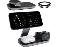 Nuvance Draadloze Oplader - 3 in 1 - 15W - Oplaadstation - Snellader - Wireless Charger - Geschikt voor Apple Smartwatch & Oortjes