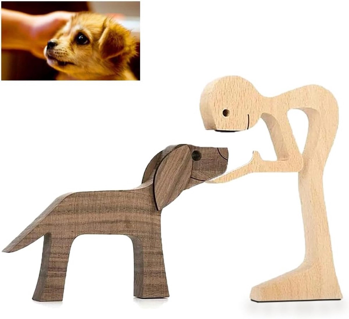 Handgemaakte Houten Beelden van Honden - Unieke Houten Decoraties voor Hondenliefhebbers en Huisdieren, Perfect als Cadeau of Interieuraccessoire