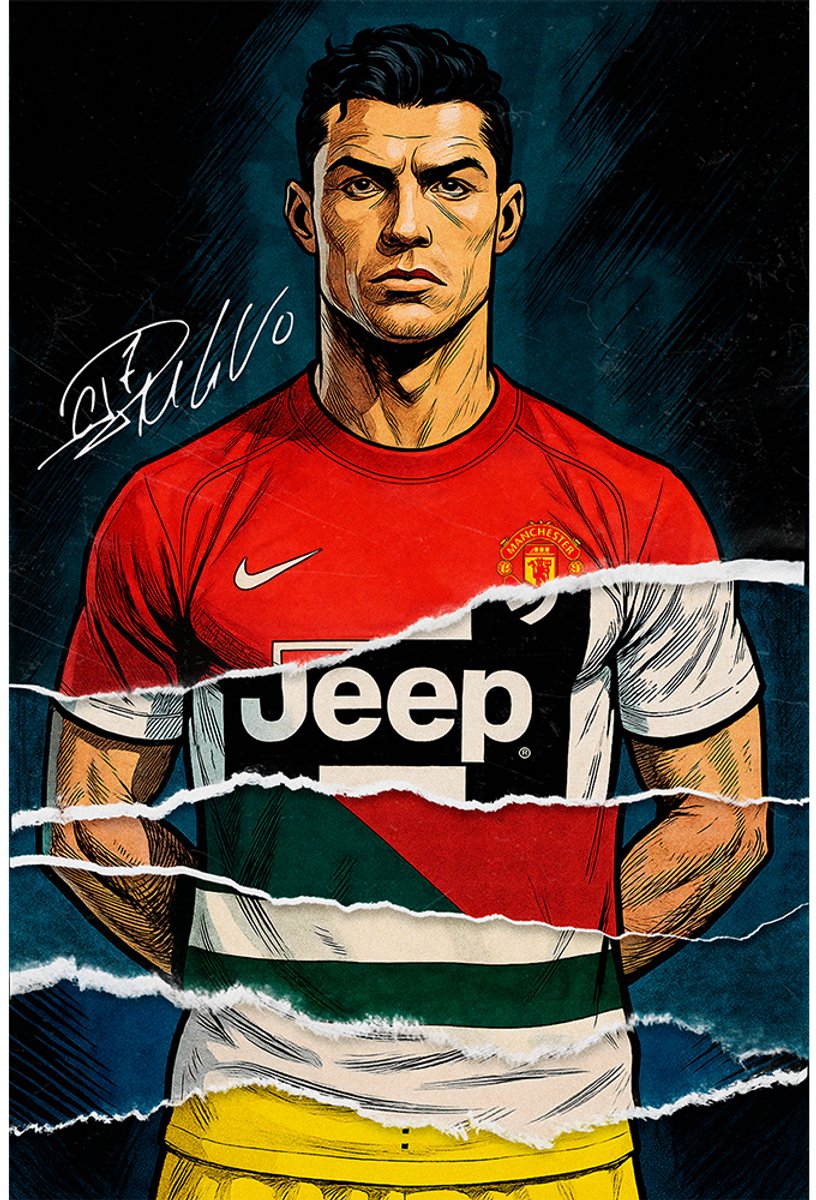 Kleurmedia Cristiano Ronaldo Poster - 43 x 61 cm - Shirt collection - Bekende Voetballer - Geschikt om in te lijsten - Voetbal posters Geel