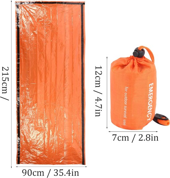 Nood Slaapzak - Survival Bivakzak - Buiten Overleven - Waterdicht Thermisch - 140g - Oranje — afbeelding 5