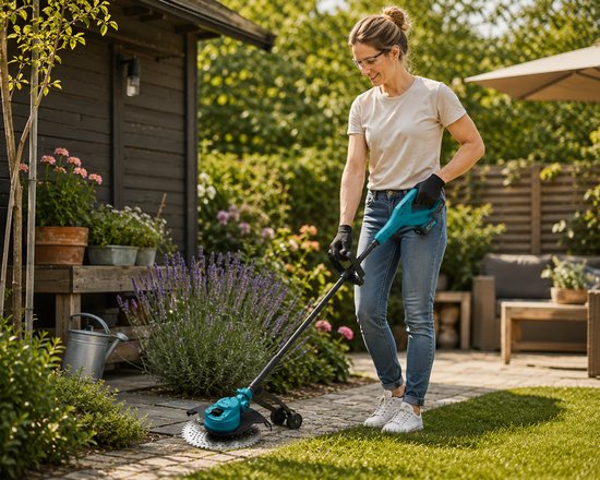 Jurrys Onkruidtrimmer - Onkruidverwijderaar - Grastrimmer - Tuingereedschap - Elektrisch - Draadloos - Lengte 120cm - Blauw van Jurrys — afbeelding 3