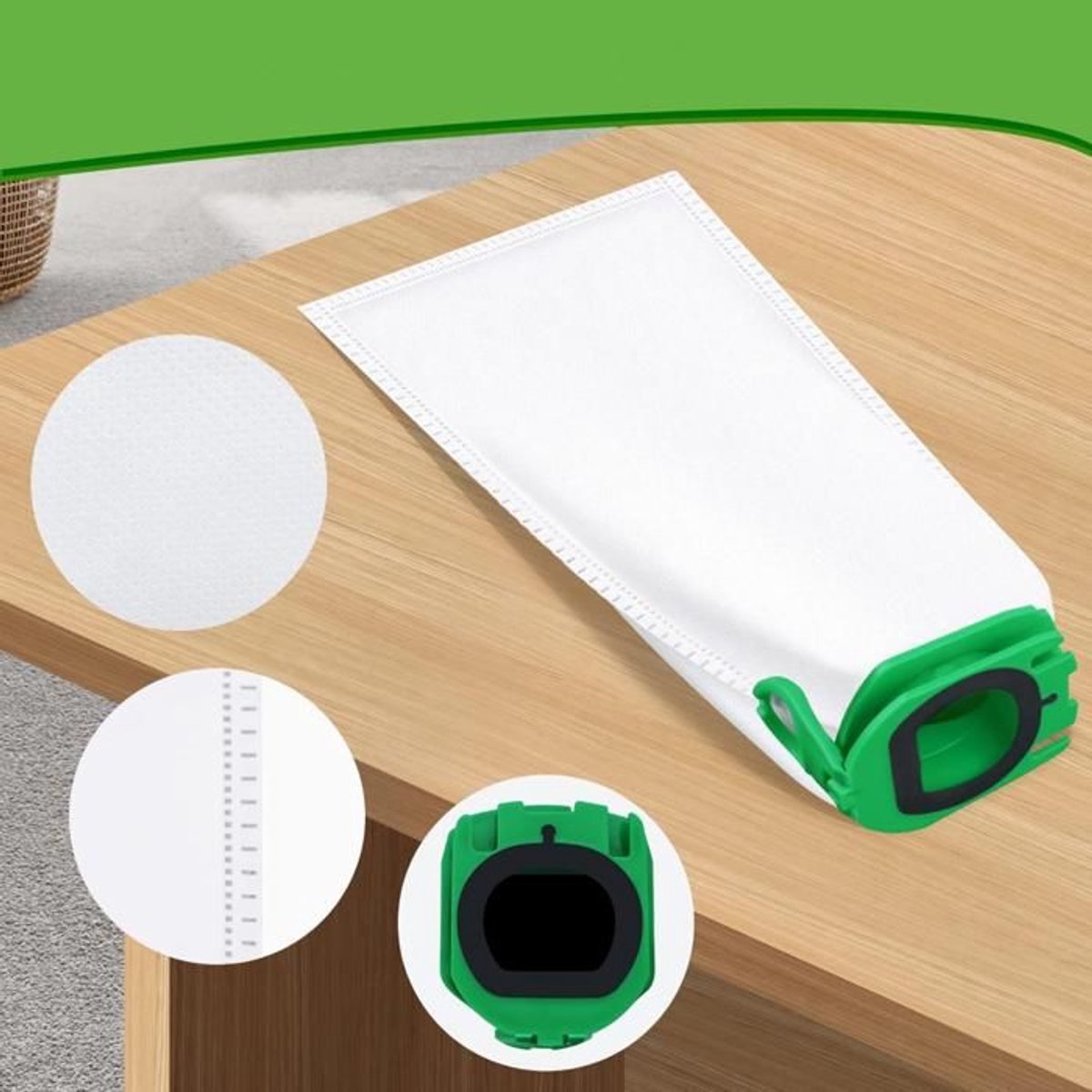 Verpakking met 10 filterzakken Geschikt voor de stofzuiger Vorwerk Kobold VB100, VB 100, FP100 en FP 100.