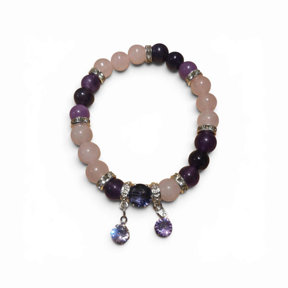 Edelsteen armband (rozenkwarts - amethist)