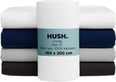 HUSH Living - Hoeslaken Percale - 100% Katoen - 200TC - Extra Fris en Koel - Sterk en Slijtvast - Elastiek Rondom - 160x200+30cm - Wit