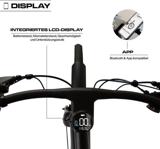 Keskin cBike1 Elektrische Fiets - 36V 12Ah Accu (432Wh) - Achterwielmotor - Actieradius tot 70 km - 27.5×1.75 Inch Banden - LCD Display - Shimano 8 Versnellingen - Schijfremmen - Stadsfiets - Max. Belastbaar 120 kg - Zwart Mat — afbeelding 2