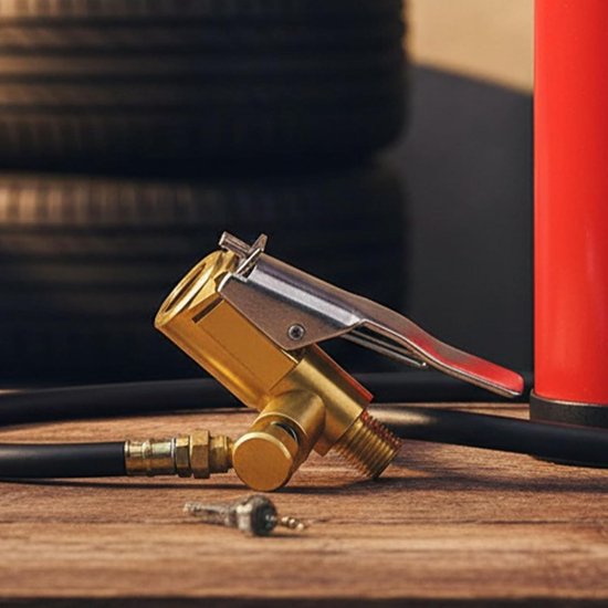 Air Chuck Klem - Inflatie Nozzle - Banden Oppompen - Ingebouwde Deflatie - 10 cm Pakket - Enkele Attribuut — afbeelding 2
