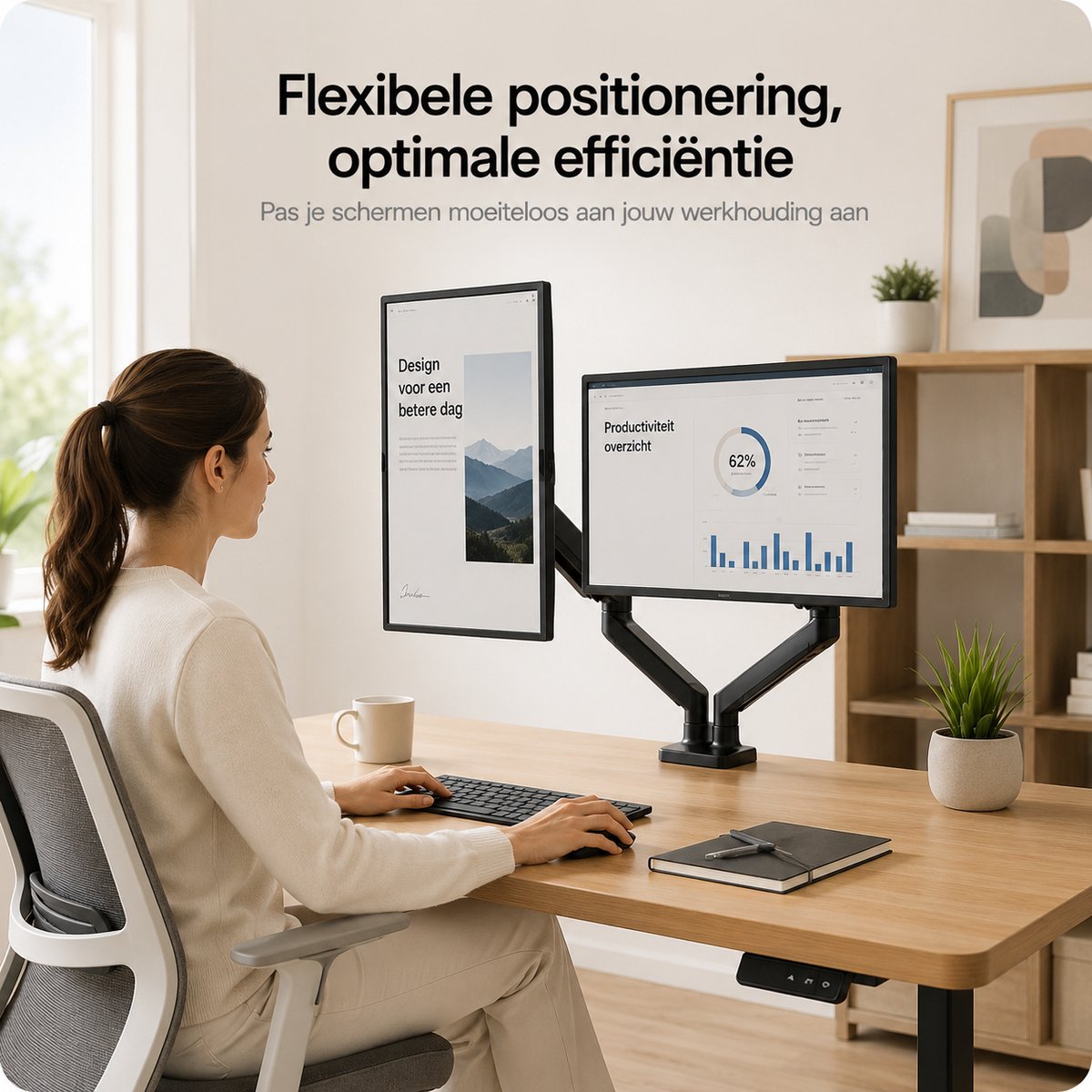 Sounix Dubbele Monitor arm - Monitor Beugel voor 13-32 Inch thumbnail 4