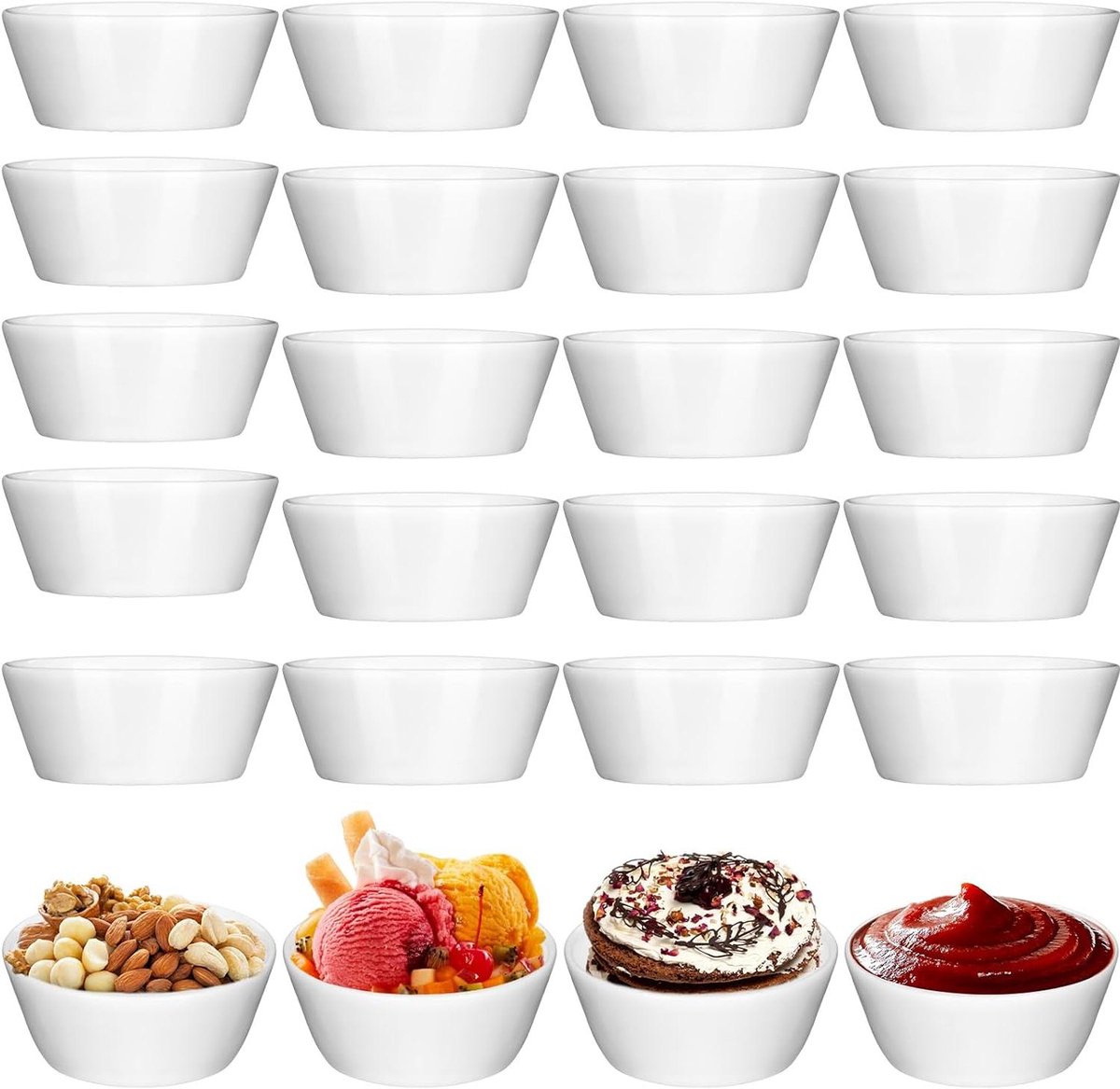 Keramische Schaaltjes - Mini Ramekins - Dips Serveren - Ovenbestendig Materiaal - 24 Stuks - Wit