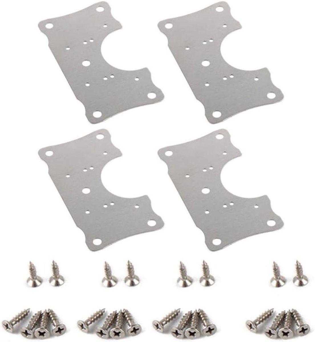 Reparatieset Scharnieren - Meubel reparatie - Kastdeur herstellen - Roestvrij staal - 4 stuks - Zilver