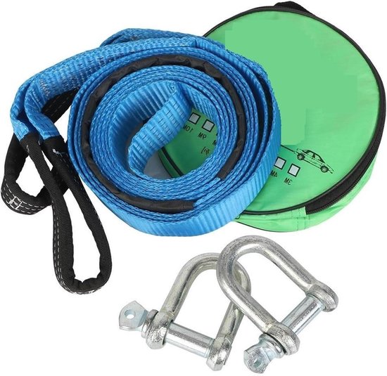 Sleepkabel Auto - Nylon Touw - Noodgevallen - Reflecterende Strips - 5 Meter - Zwart