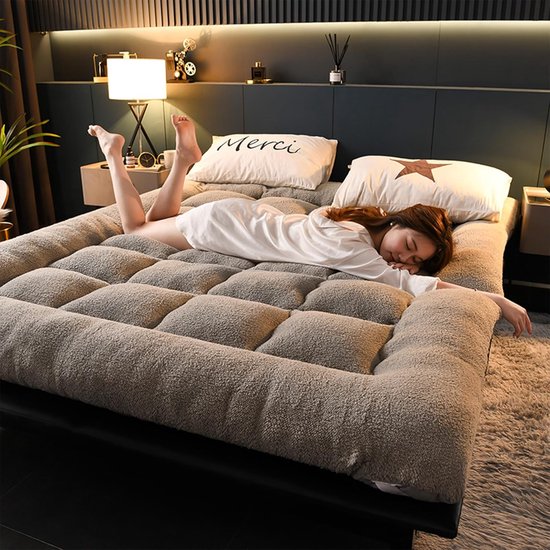 Opvouwbaar Matras - Futon Matras Vloer - Comfortabel Slapen - Huidvriendelijke Stof - 53x79 inch - Grijs — afbeelding 2