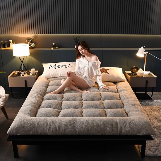 Opvouwbaar Matras - Futon Matras Vloer - Comfortabel Slapen - Huidvriendelijke Stof - 53x79 inch - Grijs — afbeelding 3
