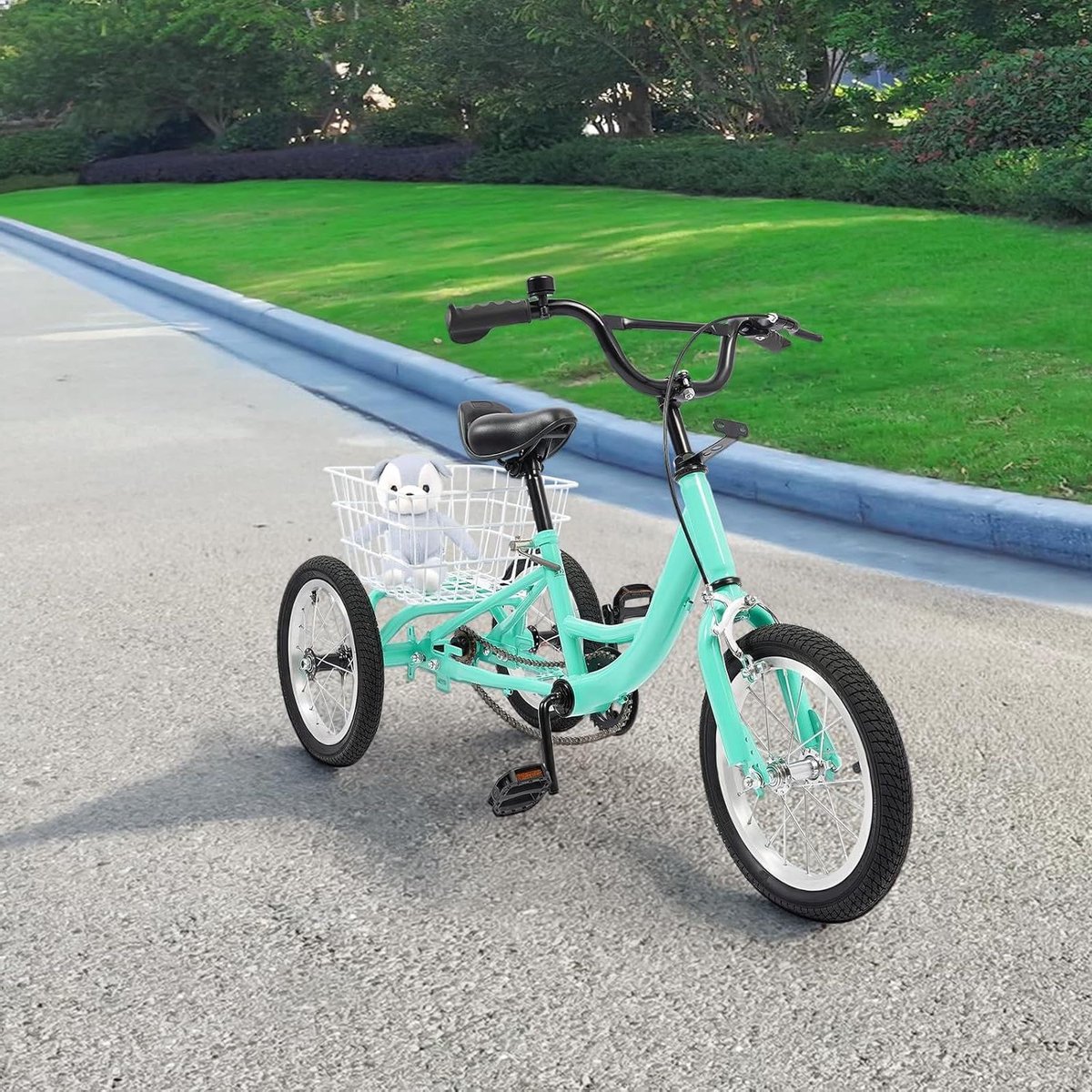 Kinder driewieler - Driewieler fiets - Veilig spelen - Stabiele constructie - 14 inch - Lichtgroen