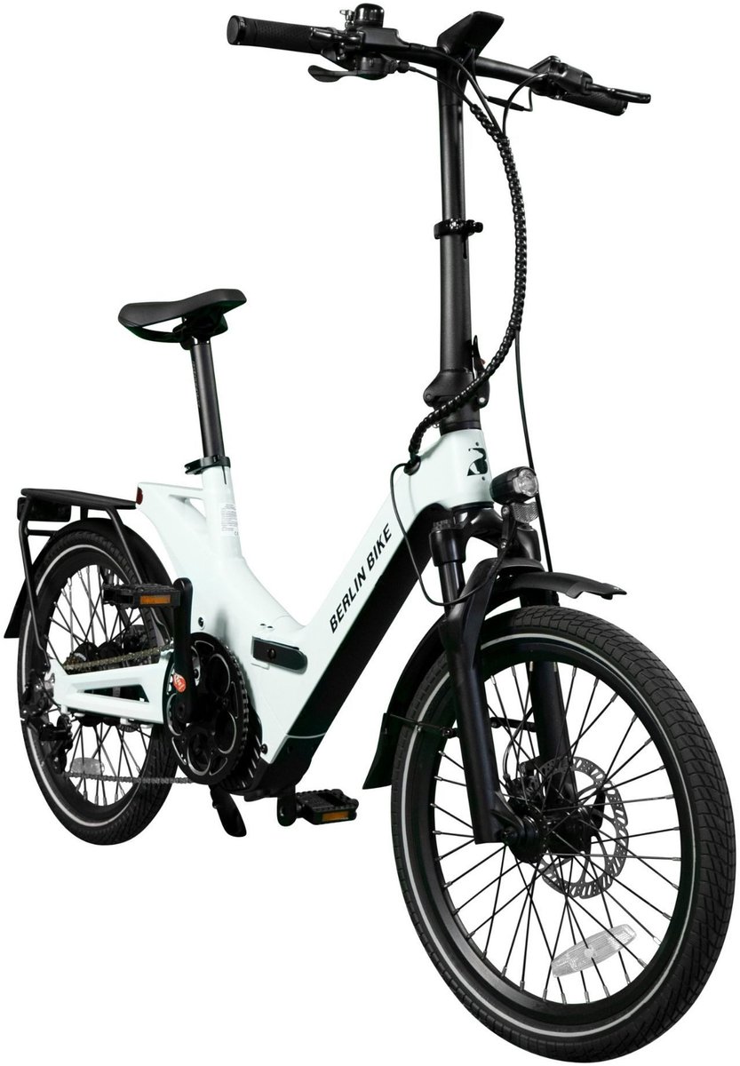 Berlin Bike 2GO Elektrische Fiets – 50 km Actieradius – 36V 10,5Ah Verwijderbare Batterij – 40 Nm Koppel – Compacte Full Suspension – Shimano 7 Versnellingen – Hydraulische Schijfremmen – Lichtgroen