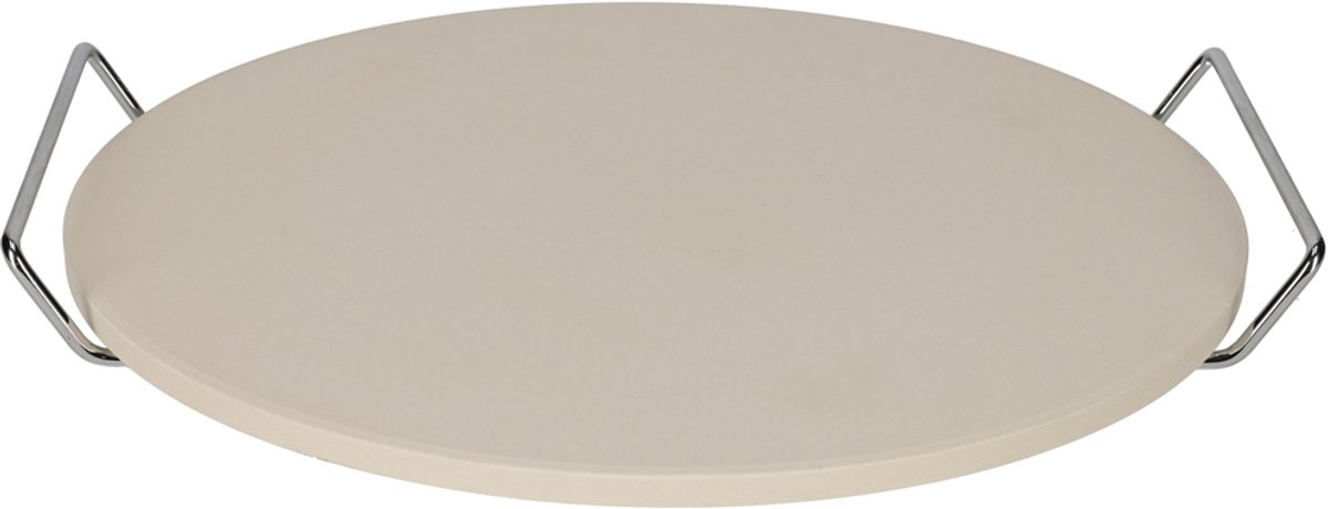 JENS Living Cordieriet Pizzasteen met Metalen Houder – Knapperige Pizza Ovensteen voor Optimale Warmteverdeling