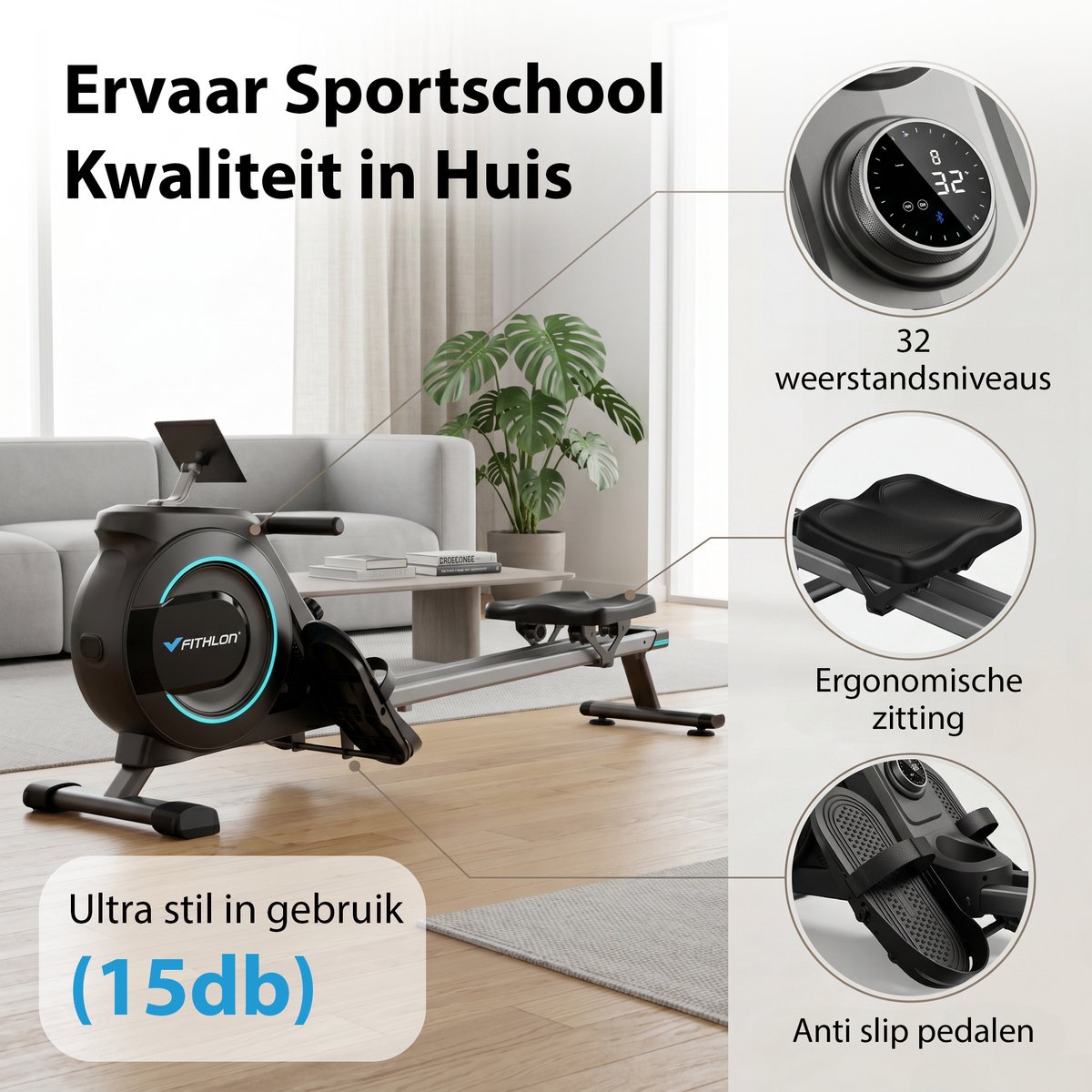 Fithlon Magnetic Rower 3