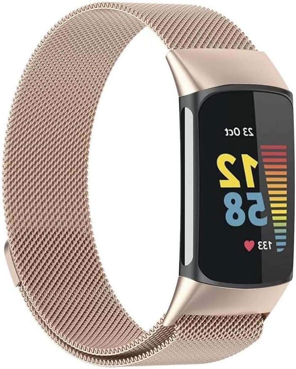 Verstelbare Metalen Sportband voor Fitbit Charge 6/Charge 5 - Ademend, Duurzaam en Stijlvol - Champagne Goud, Perfect voor Activiteiten en Fitness