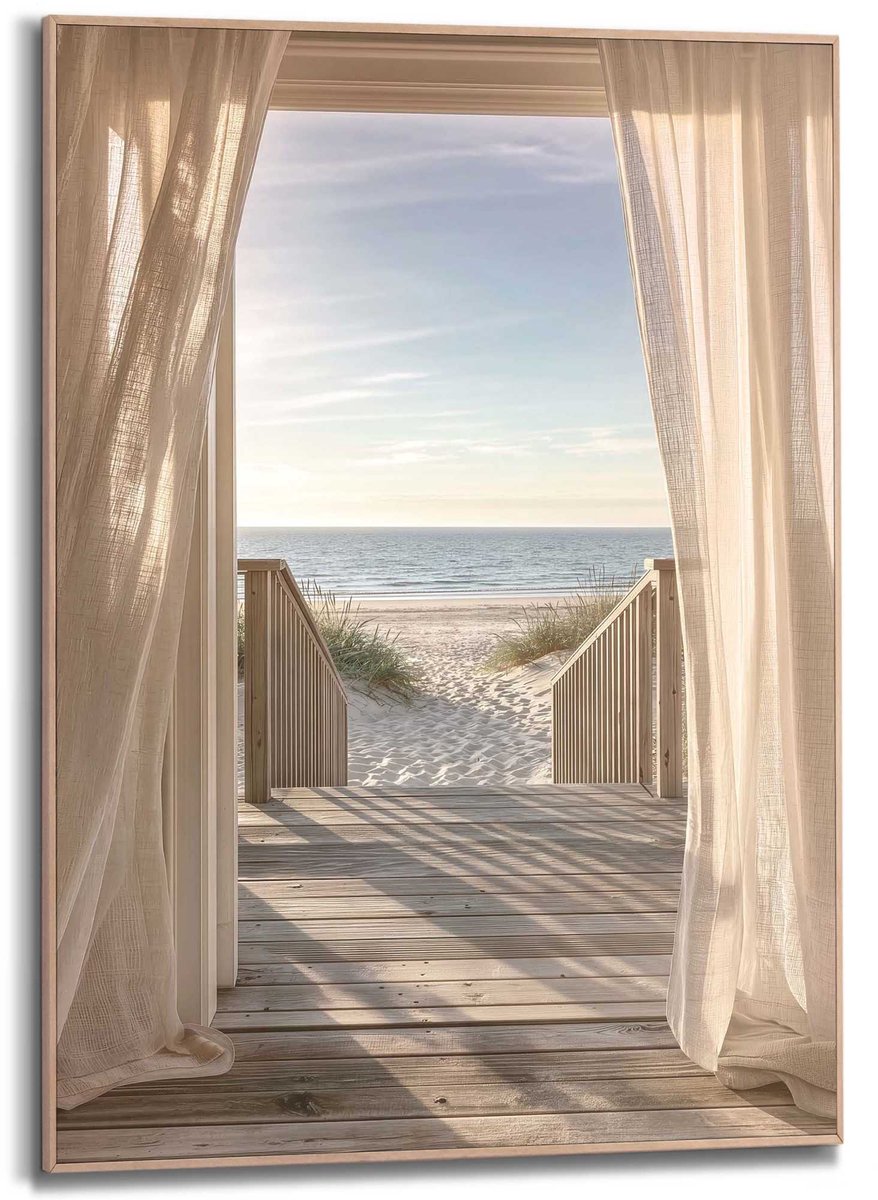 REINDERS Schilderij Strandpad - 70 x 50 - Hout - REINDERS Strandpad Hout