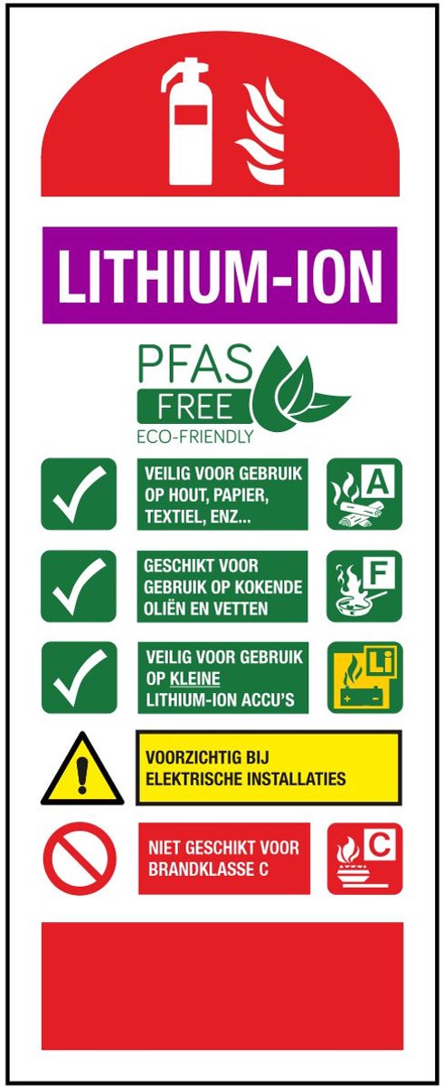 Gebruiksaanwijzing Lithium - Ion brandblusser PFAS VRIJ bord NALICHTEND (glow in the dark)