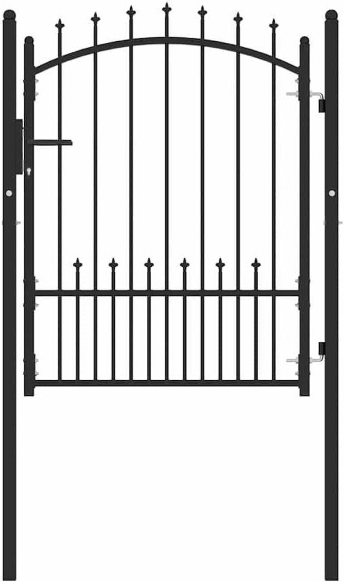 Hekpoort met punten - Tuinpoort metaal - Buitenruimte beveiligen - Robuust slot met sleute