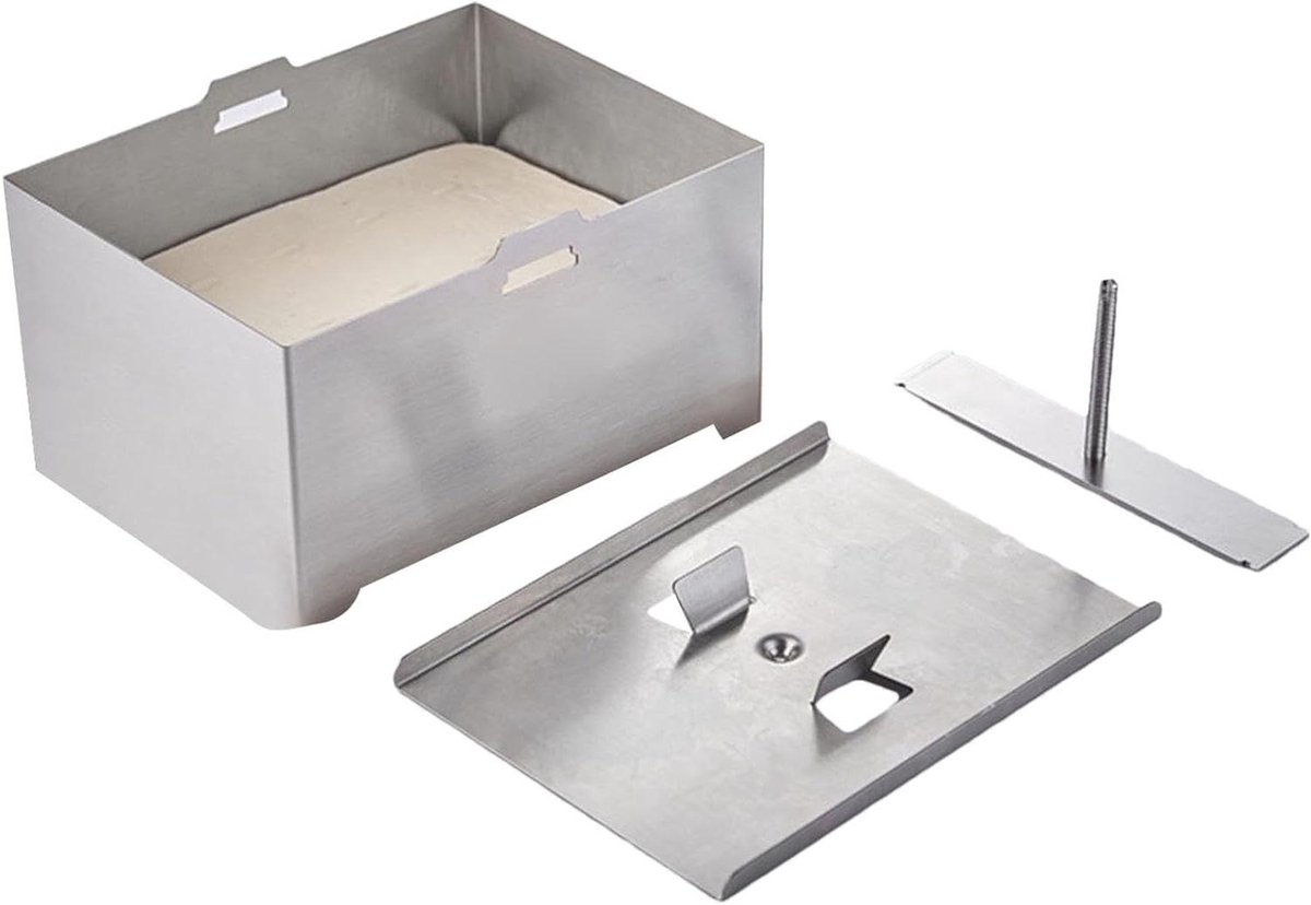Kaaspers - Kaasmaker Paneer - Zelf Kaas Maken - Roestvrij Staal - 16x12x9 cm - Zilver