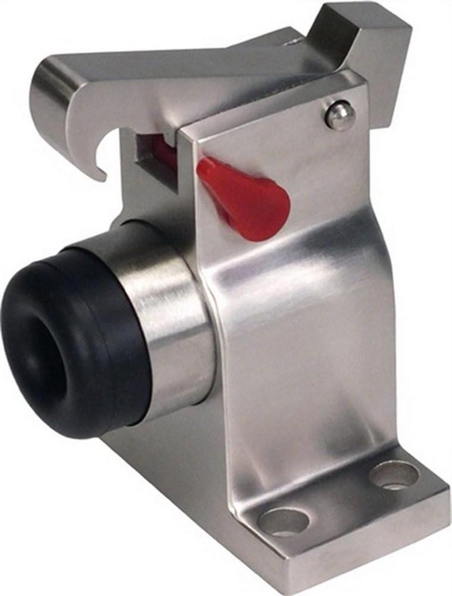 Deurkruk - Deurstopper - Deuren Vangen - Met Rubber Buffer - 115 mm Hoog - Mat Geborsteld
