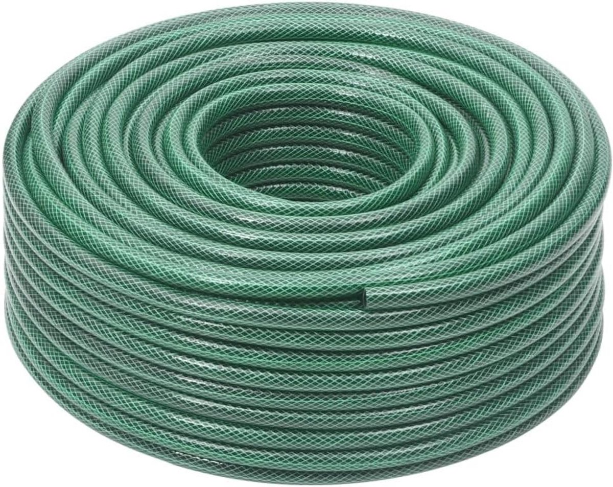 Tuinslang met koppelingsset - Waterslang PVC - Tuin besproeien - 3-laags versterking - 100 m - Groen