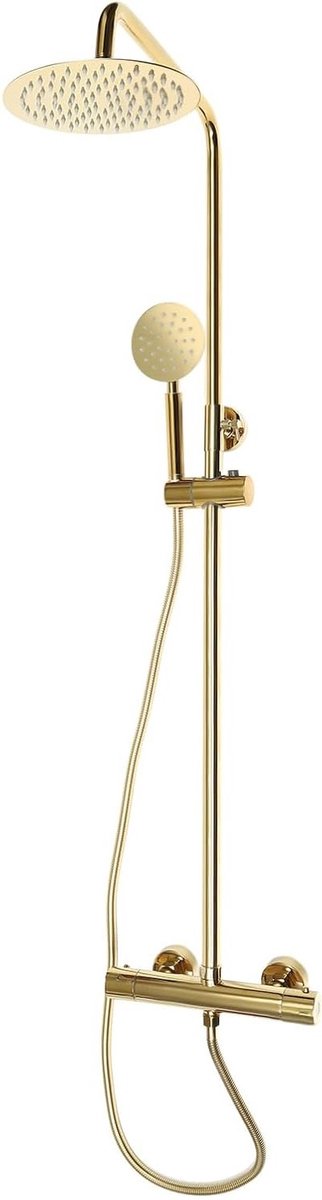 Regelbare Doucheset met Thermostaat, Regen Douche Systeem, Hoogte 70-110 cm, Luxe Messing Goud, Ideaal voor Thuis, Hotels en Zwembaden