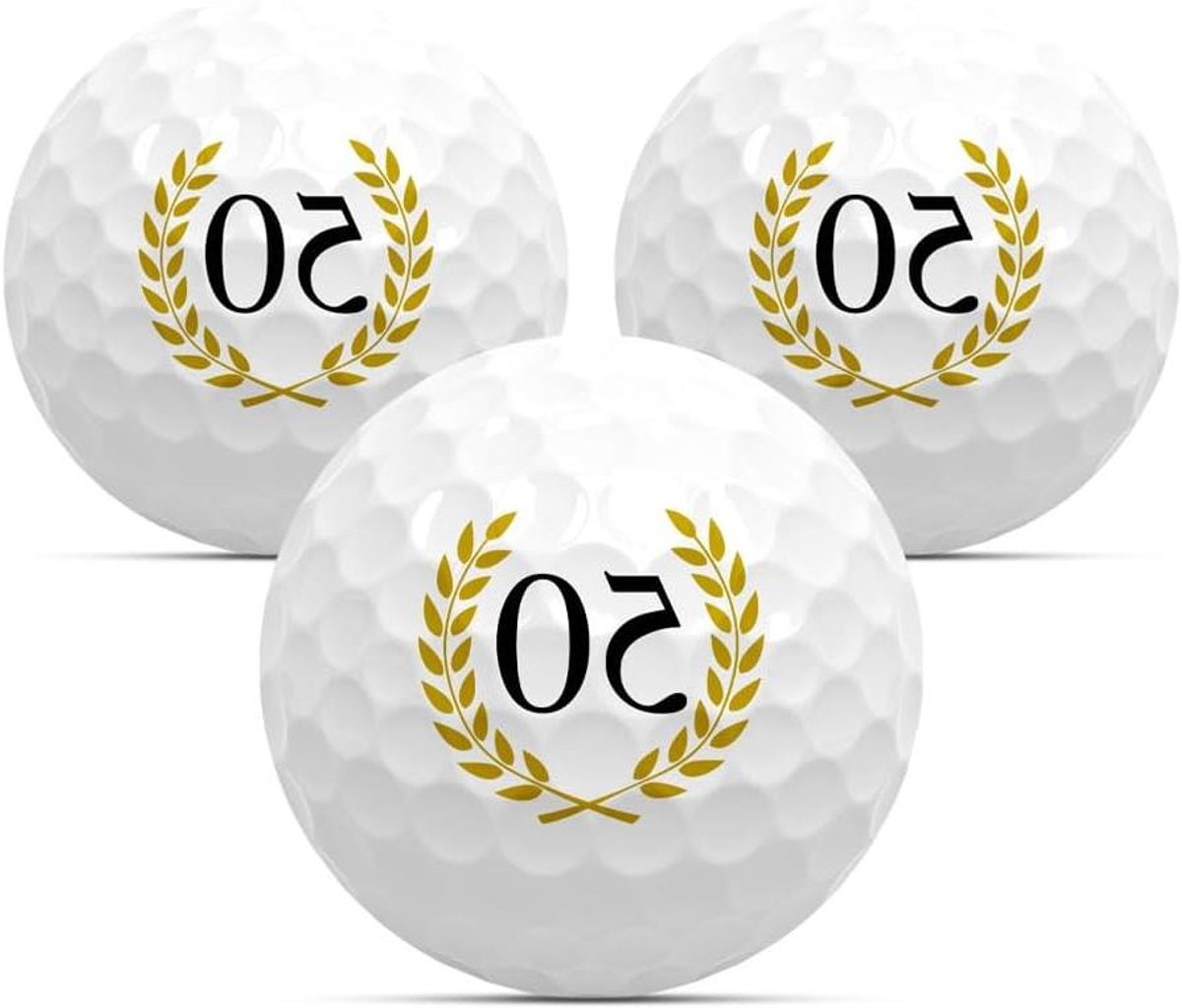 Golfballen set - Cadeau ballen - Verjaardag vieren - Met cijfer bedrukt - 3 stuks - Wit