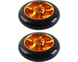 Scooter Wielen - Reservewielen Set - Stevig Rijden - Aluminium Hub - 100mm Diameter - Goud Zwart