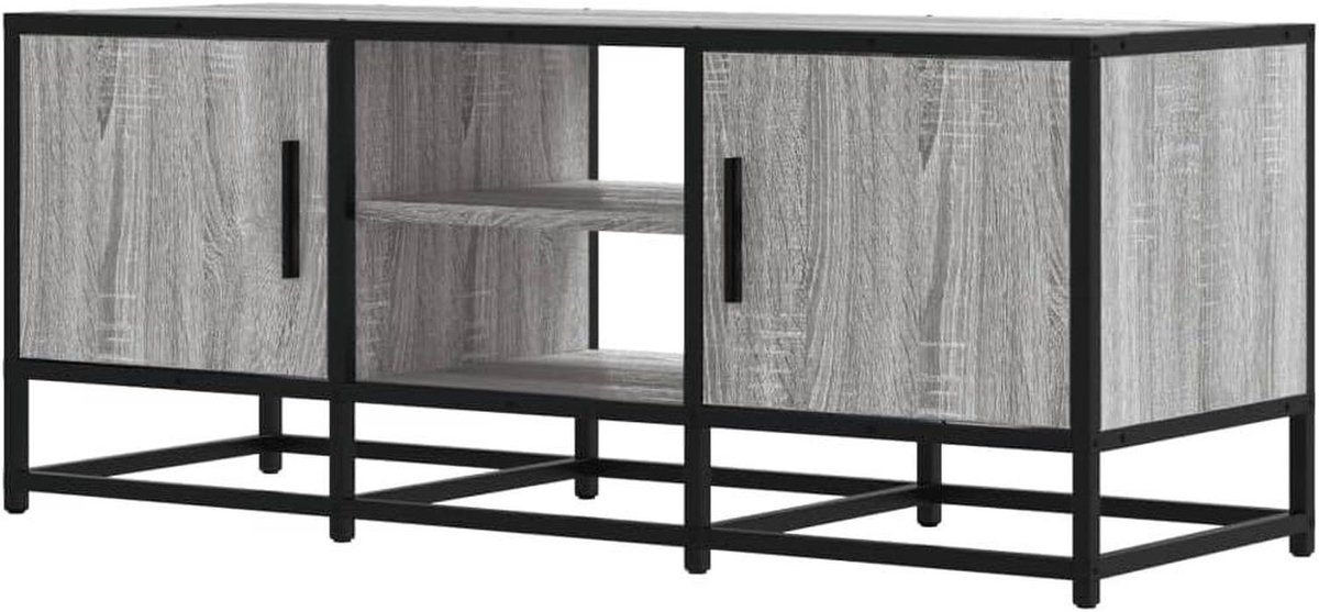 Tv-meubel - Kast Media - Opslag Elektroncia - Metalen Frame - 180 cm Breed - Sonoma Eiken Grijs