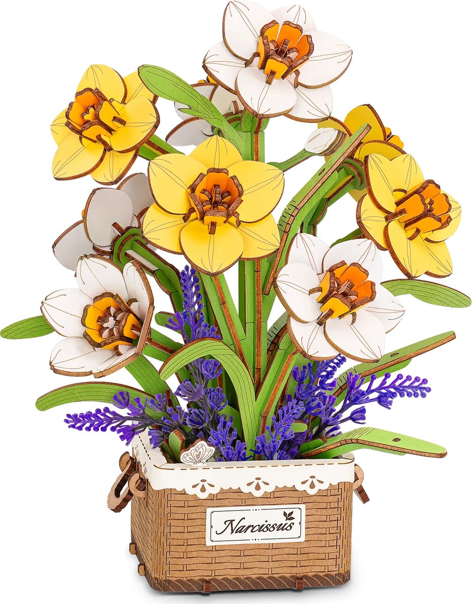 Robotime Narcis (Narcissus) - Rowood Wooden Bloom Craft Series - TF002 - Bloemen - Bouwpakket - Knutselen