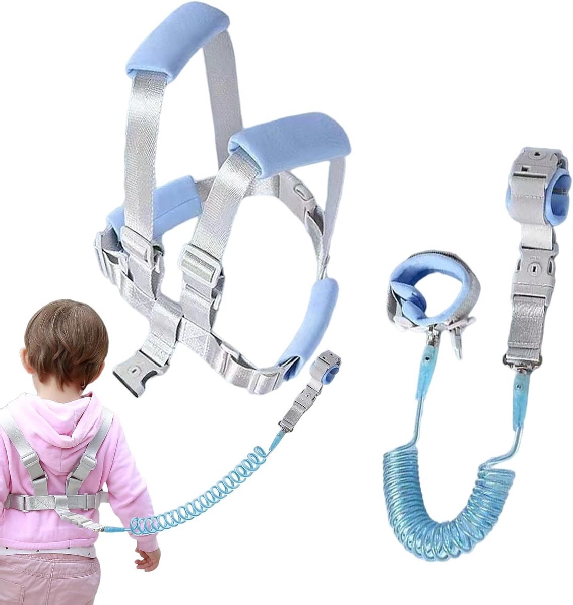 Veiligheidsharnas Kinderen - Anti-verloren Riem - Buiten Reizen - Glow-in-the-dark - 1.5m of 2.5m - Blauw of Roze