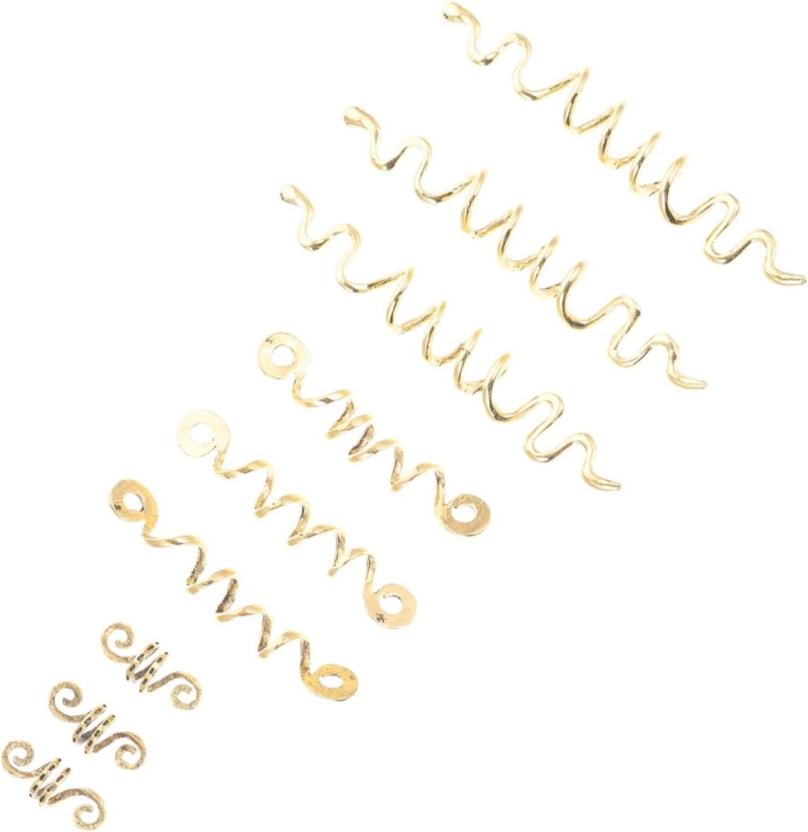 Haar Spiraal Kralen - Vlecht Accessoires - Haar Stijlen - Set van 9 stuks - 3 Maten - Goud