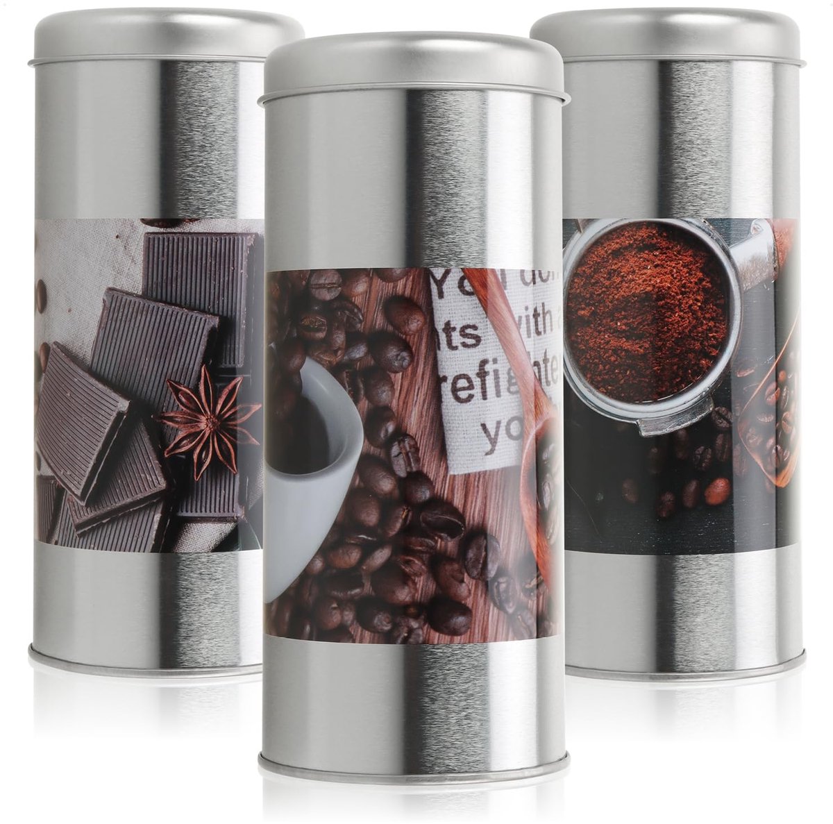 3x Koffiecup Bewaarblik met Deksel – Metalen Opbergblik voor Koffiecups, Thee & Koekjes – Vintage Design – Decoratieve Voorraadbus Set