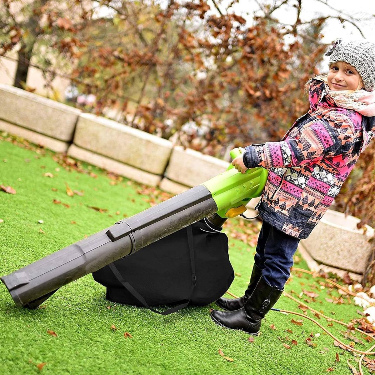 Bladblazer Vacuümzak - Opbergzak Tuingereedschap - Tuinafval Verzamelen - Duurzaam Oxford Materiaal - 78x58x40cm - Zwart
