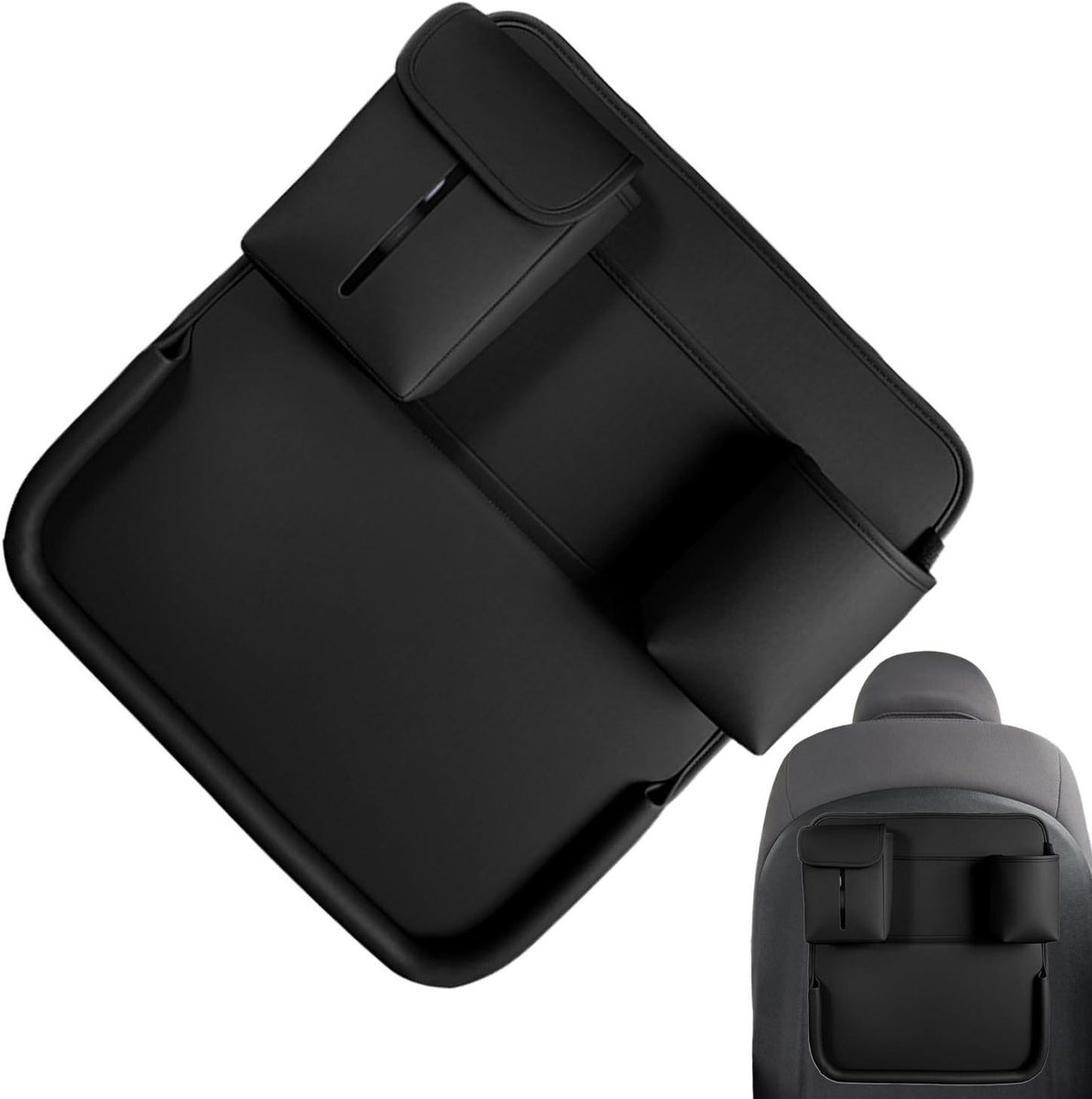 Reistafel Inklapbaar - Auto Organizer - Reizen Met Kinderen - Montage Zonder Gereedschap - 24x24x9 cm - Zwart
