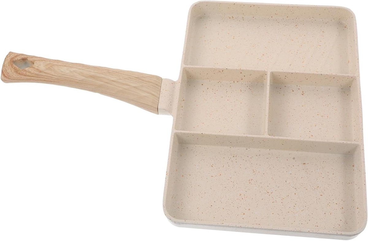 Omeletpan met antiaanbaklaag - Ontbijtpan koekenpan - Koken met secties - Meerdere secties - 35 x 27.5 cm - Beige