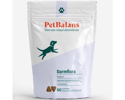 PetBalans Darmflora voor Honden met Probiotica – Voor Gevoelige Darmen, Wisselende Ontlasting & een Onrustige Spijsvertering – Met Psyllium & L-Glutamine – 60 Snoepjes