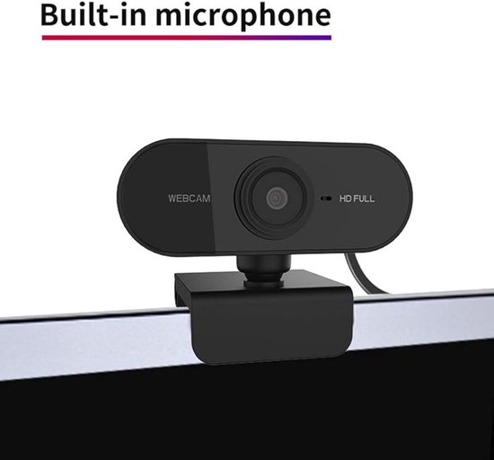 Full HD 1080P webcam met ingebouwde microfoon, desktopcamera geschikt voor videogesprekken, vergaderingen, online kantoorwerk en opnames.