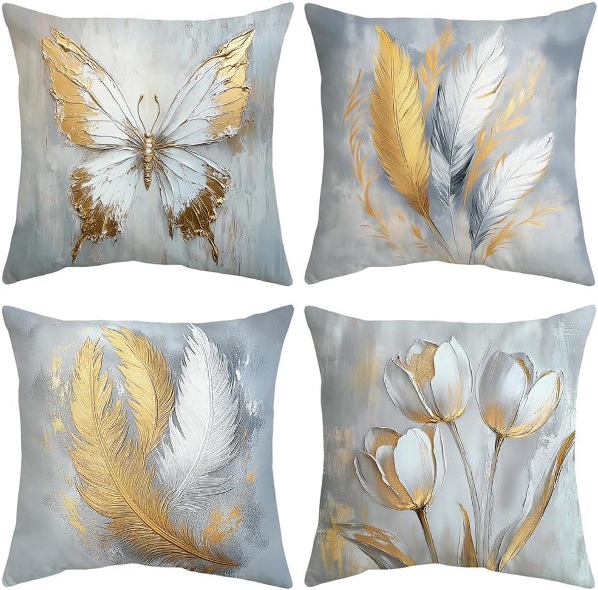 Set van 4 Moderne Kussenhoezen 45 x 45 cm voor Sofa, Slaapkamer en Kantoor, Decoratieve Kussens