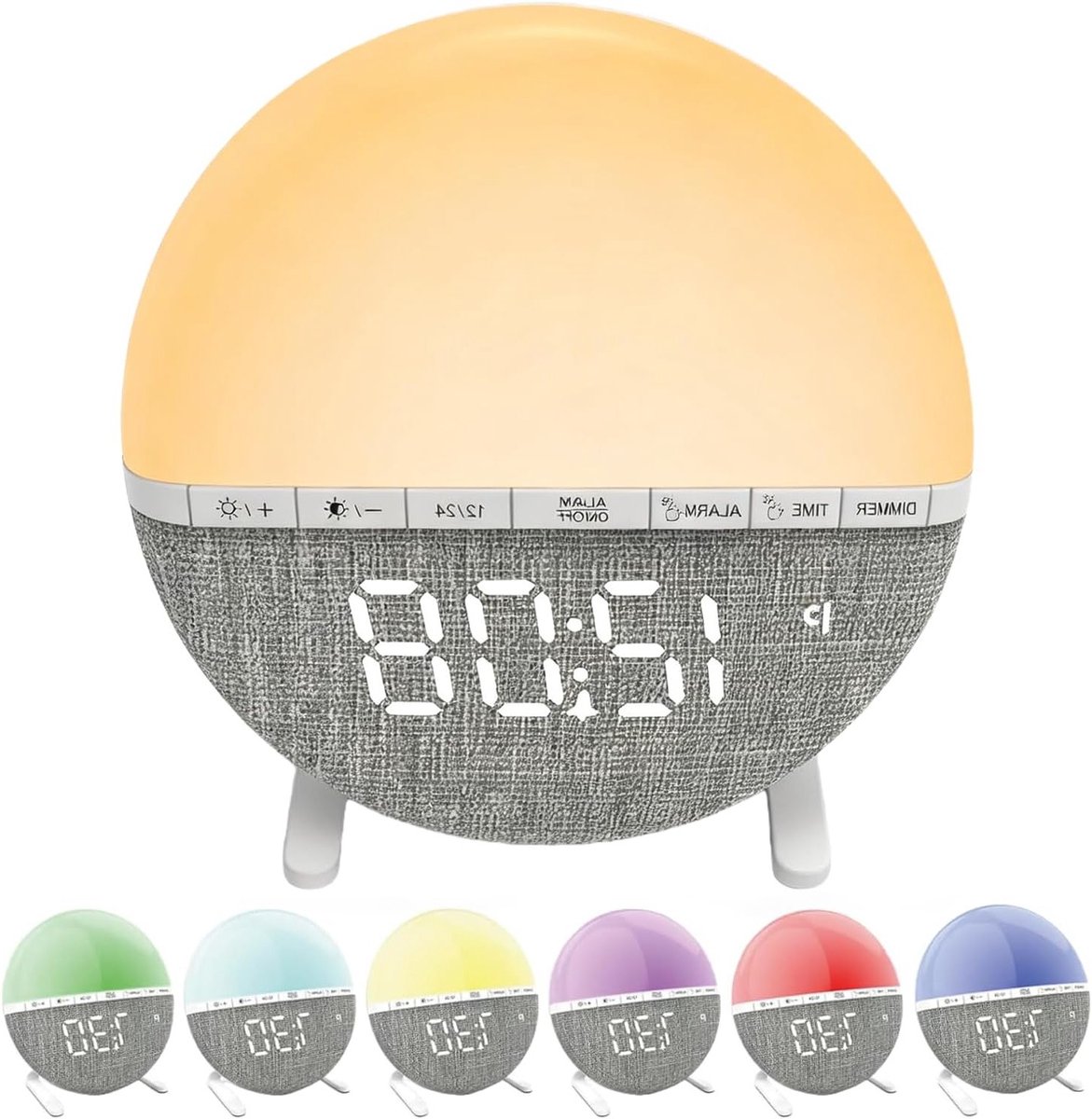 Daglicht Alarmklok met LED Display, Zonsopgang Functie, Digitale Wektijd, Natuurlijke Geluiden en Snooze Functie voor Volwassenen en Kinderen