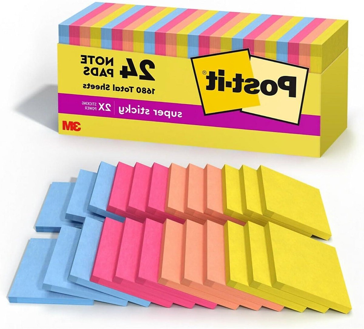 Notitieblaadjes - Plakbriefjes - Berichten Achterlaten - Super Sticky Lijm - 76 x 76 mm - Zomerse Kleuren
