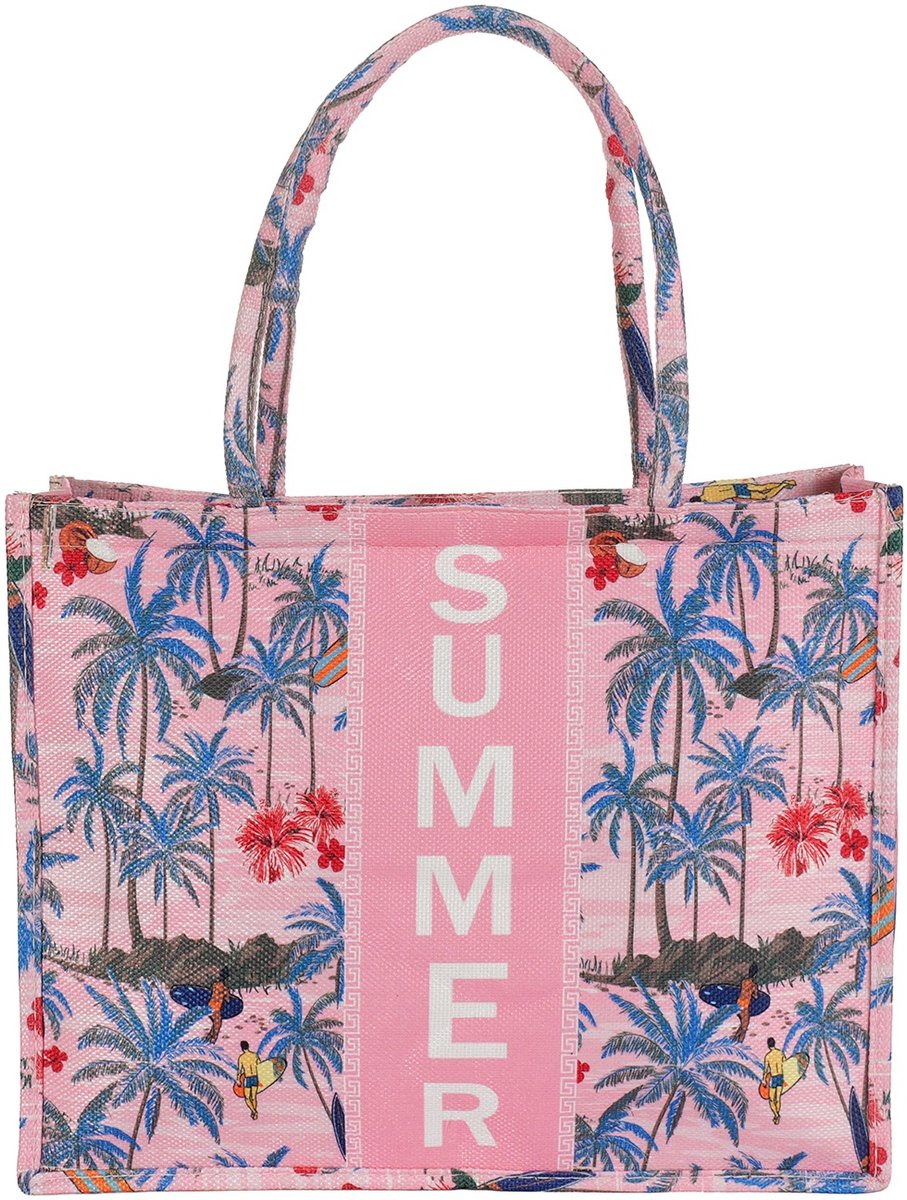 Ultiluxe® Strandtas voor Dames - Schoudertas met Ritssluiting - Summer Shopper - Damestas - 42 x 32 x 13 cm - Zomertas - Bloemenprint - Zwart/rood/geel
