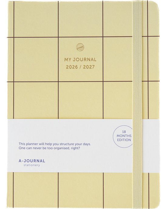 My Journal - Agenda 18 maanden 2026-2027 - Geruit vanillegeel - A5
