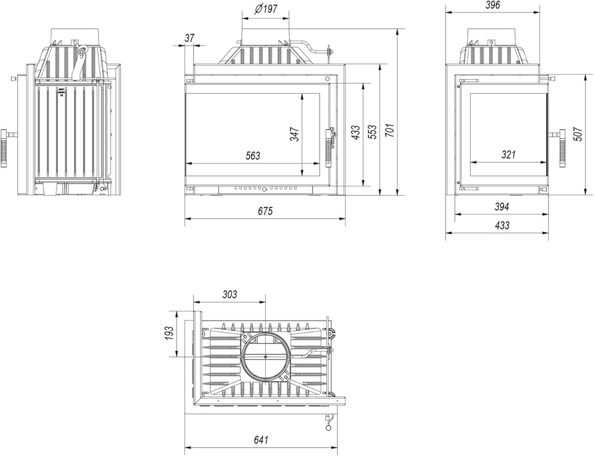 Inbouw Houtkachel – Depauwonen Simple Eco Gietijzeren Haard 8 kW | BImSchV 2 & EcoDesign | Schoorsteeninzet met Glas | Hoog Rendement | Moderne Inbouwhaard Houtkachel – Zwart