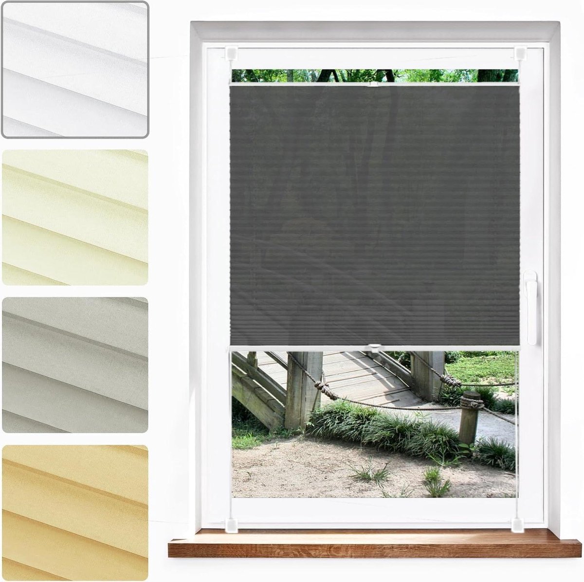 Plissé Rolgordijn - Zonder Boren Zonwering - Privacy en Zonwering - Top Down Bottom Up - 9