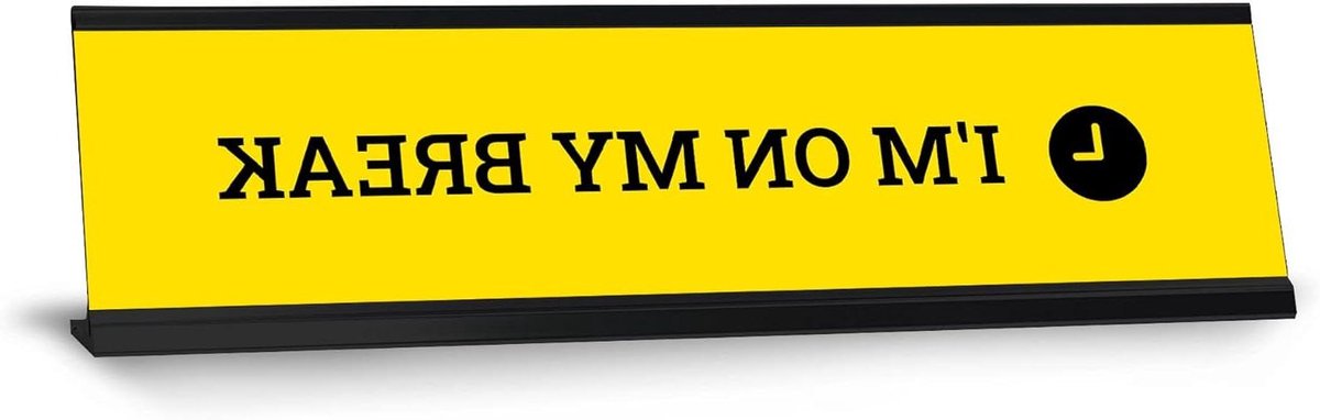 Nieuwigheids Bureaubord - Naamplaatje Kantoor - Werkplek Aanduiding - Verwisselbaar Inzetstuk - 2 x 8 Inch - Geel
