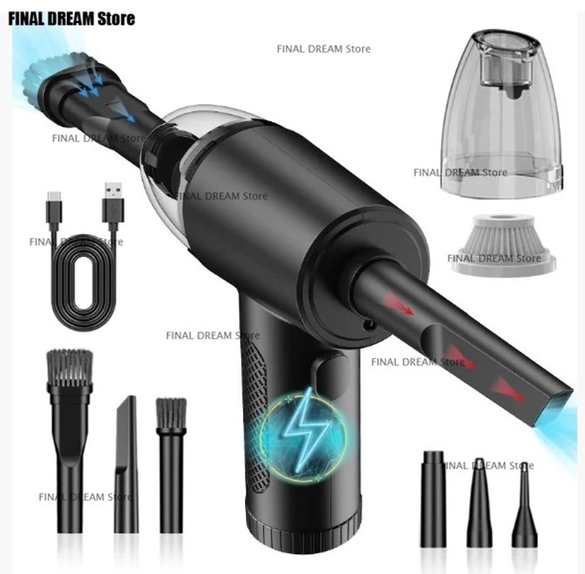 JAQZY Air Duster - Perslucht - Luchtblazer - Computer - Toetsenbord - Electronica - Draadloos - Reiniging van Stof - 500 W motor -